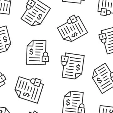 Financial statement icon in flat style. Document with lock vector illustratio Ilustración de archivo