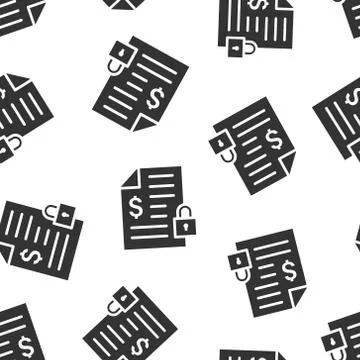 Financial statement icon in flat style. Document with lock vector illustratio 库存插图