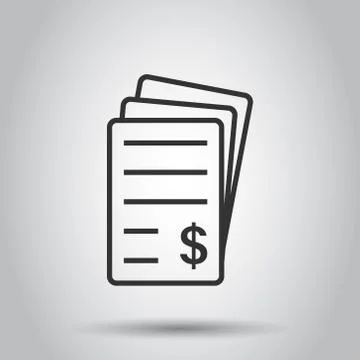 Financial statement icon in flat style. Document vector illustration on white 库存插图