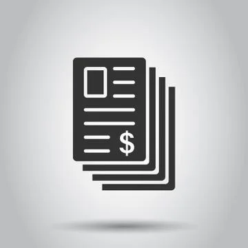 Financial statement icon in flat style. Document vector illustration on white Stock Illustration