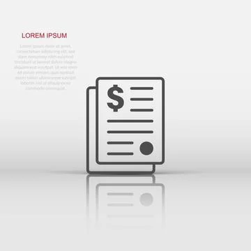 Financial statement icon in flat style. Document vector illustration on whi.. 库存插图