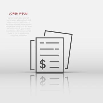 Financial statement icon in flat style. Document vector illustration on whi.. Stock Illustration