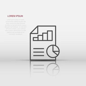 Financial statement icon in flat style. Document vector illustration on whi.. Illustrazione stock