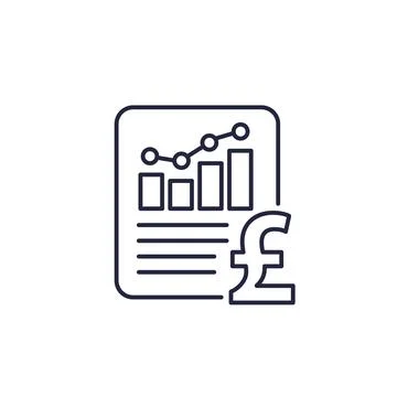 Financial statement line icon with a pound Stockillustratie