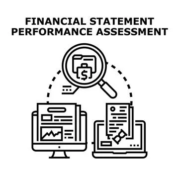 Financial statement performance assessment evaluating business metrics Stock Illustration