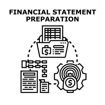 Financial statement preparation process for business accounting Stock Illustration