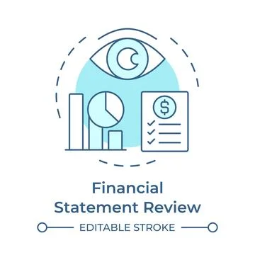 Financial statement review soft blue concept icon Illustrazione stock