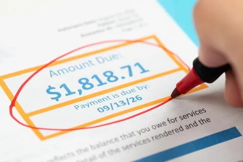 Financial Statement Showing Amount Due and Payment Date Фото
