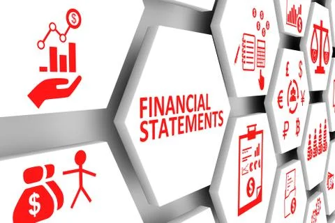 FINANCIAL STATEMENTS concept cell background 3d illustration Stock Illustration