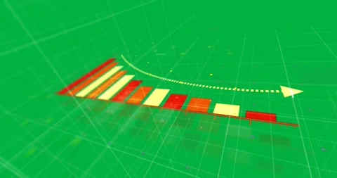 Financial statistics recording with arrow pointing down over white grid Video stock 325645412