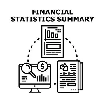 Financial statistics summary analyzing business data reports イラスト素材