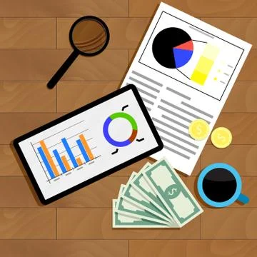 Financial statistics top view Stock Illustration