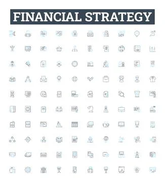Financial strategy vector line icons set. Financial, Strategy, Investment Stock Illustration