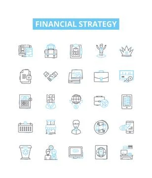 Financial strategy vector line icons set. Financial, Strategy, Investment Stock Illustration