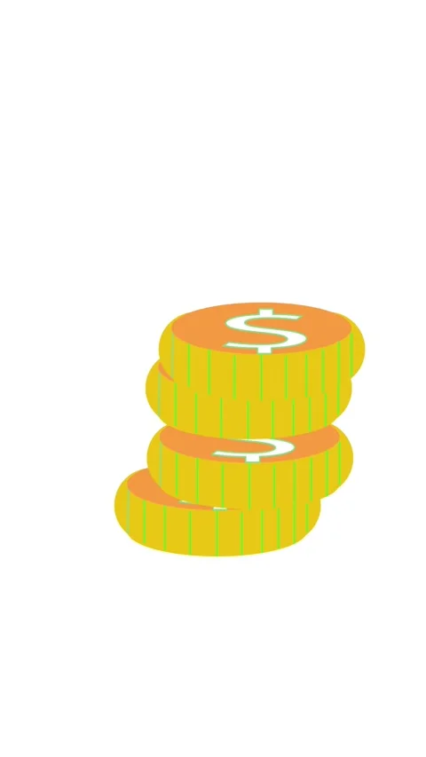 Financial success depicted by animated stack of dollar coins vertical video.. Stock Footage 321626649