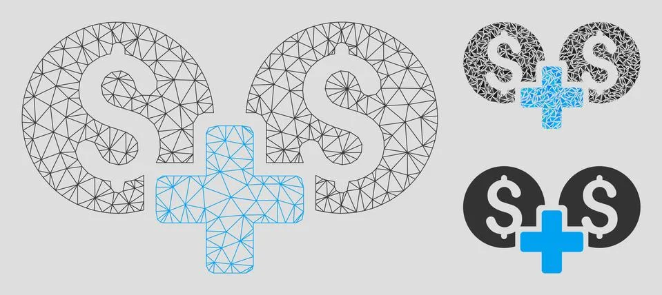 Financial Sum Vector Mesh Network Model and Triangle Mosaic Icon Stock Illustration