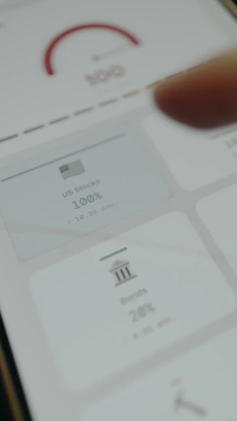Financial summary indicating a portfolio consisting entirely of US Stocks Stock Footage 332911353