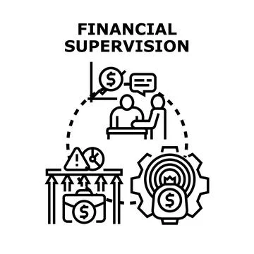 Financial supervision process ensuring business security and growth Stock Illustration