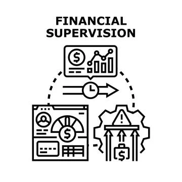 Financial supervision process regulating financial market activity Illustrazione stock