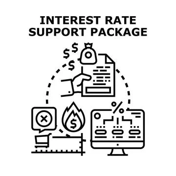 Financial support package helping interest rate relief Stock Illustration