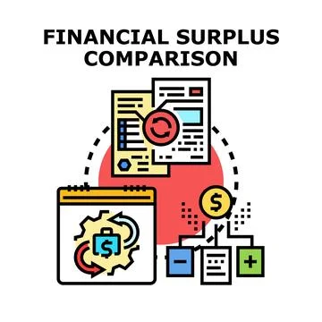 Financial surplus comparison analysis and budget planning Stock Illustration