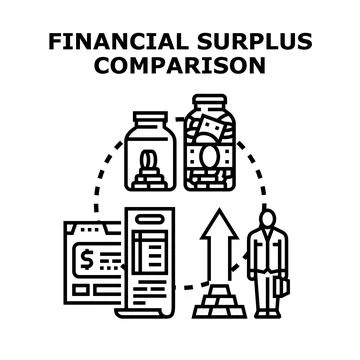 Financial surplus comparison concept showing business growth Stock Illustration