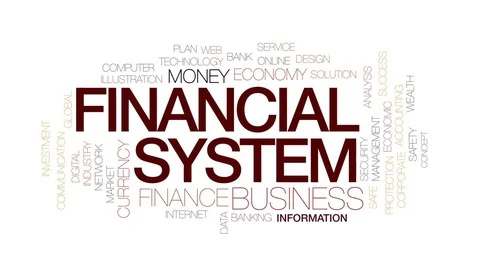 Financial system animated word cloud, text design animation. Kinetic typography. Stock Footage 74706671