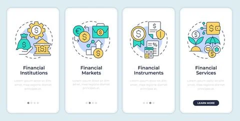 Financial system components onboarding mobile app screen 库存插图