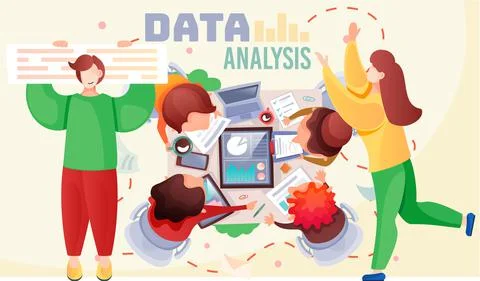 Financial team doing market data research and analysis. Diverse businessmen work Illustrazione stock