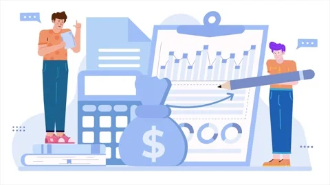 Financial teamwork analysis and plan in a modern office environment illustration 動画素材 282152569