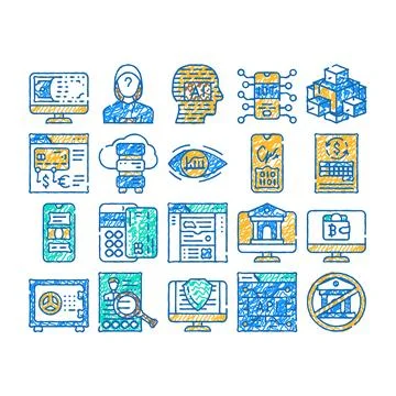 Financial technology and software icon hand drawn Stock Illustration