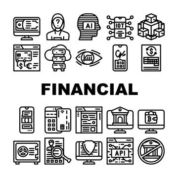 Financial Technology And Software Icons Set Vector Ilustração Stock
