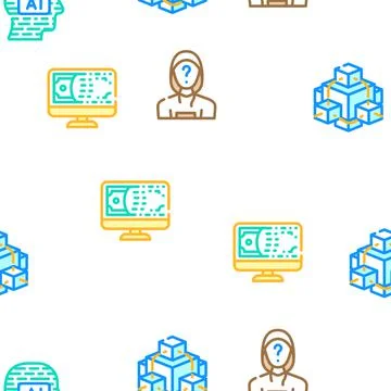Financial Technology And Software Icons Set Vector Stock Illustration
