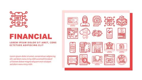 Financial Technology And Software Landing Header Vector Ilustración de archivo
