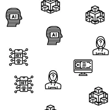 Financial Technology And Software Vector Seamless Pattern Stock Illustration