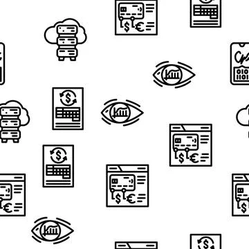 Financial Technology And Software Vector Seamless Pattern Stock Illustration