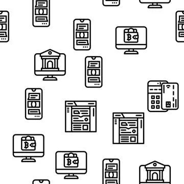 Financial Technology And Software Vector Seamless Pattern Stock Illustration