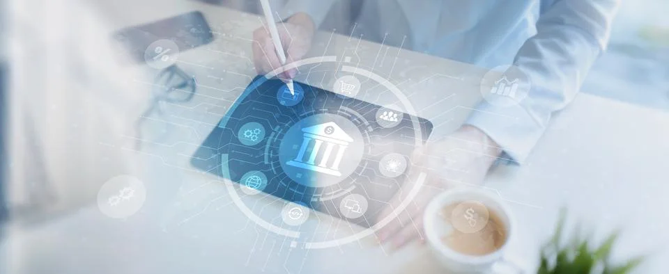 Financial Technology Banking System for Digital Payment Processing and Fina.. Stock Photos