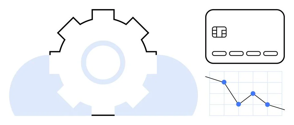 Financial Technology Concept Cloud Computing, Credit Card, and Graph Analyt.. 库存插图