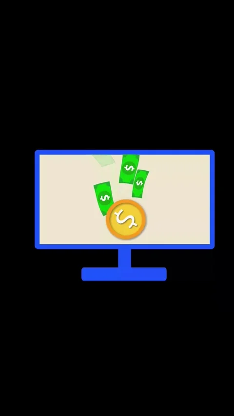 Financial technology concept with coin and note on screen animation vertica.. Stock Footage 315491963