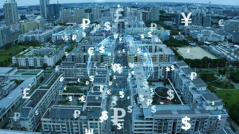 Financial technology concept. Fintech. Crypto currency. Electronic money. Cashle Stock-Footage 118078465