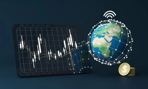 Financial technology concept. Fintech. Crypto currency. Electronic money. Cas Stock-Illustration
