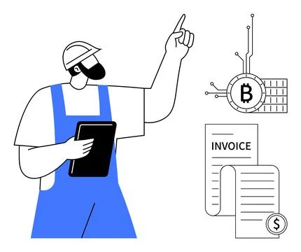 Financial Technology in Construction Digital Payment Solutions for Contractor Stock Illustration