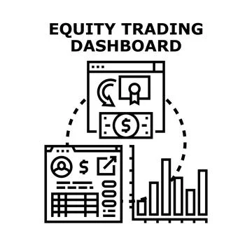 Financial technology dashboard analyzing equity trading data Stock Illustration