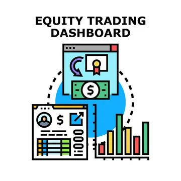 Financial technology dashboard analyzing equity trading data Stock Illustration
