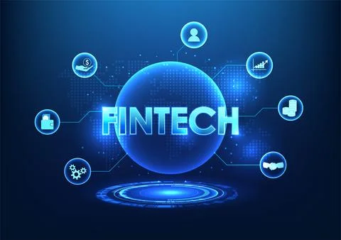 Financial technology Fintech connected technology circle with icons It show.. 스톡 일러스트