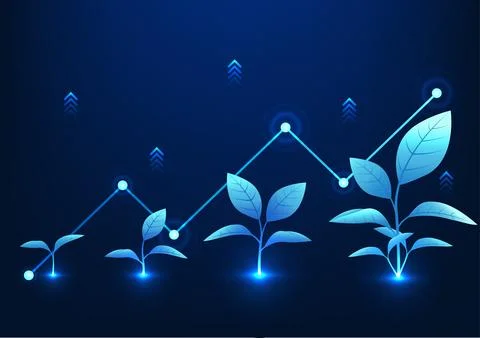 Financial Technology The growth tree behind is a graph, showing the growth .. Stockillustratie