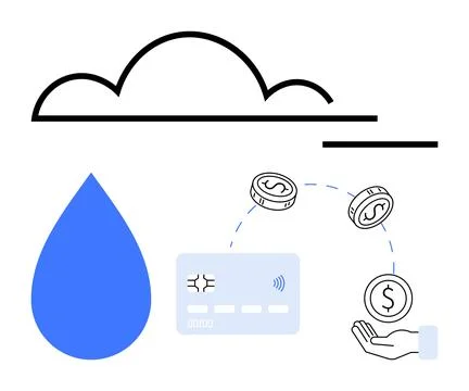 Financial Technology Integration Cloud Computing, Digital Payments, and Rev.. 스톡 일러스트