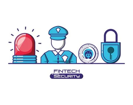 Financial technology security icons 스톡 일러스트