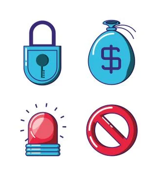 Financial technology security icons 스톡 일러스트